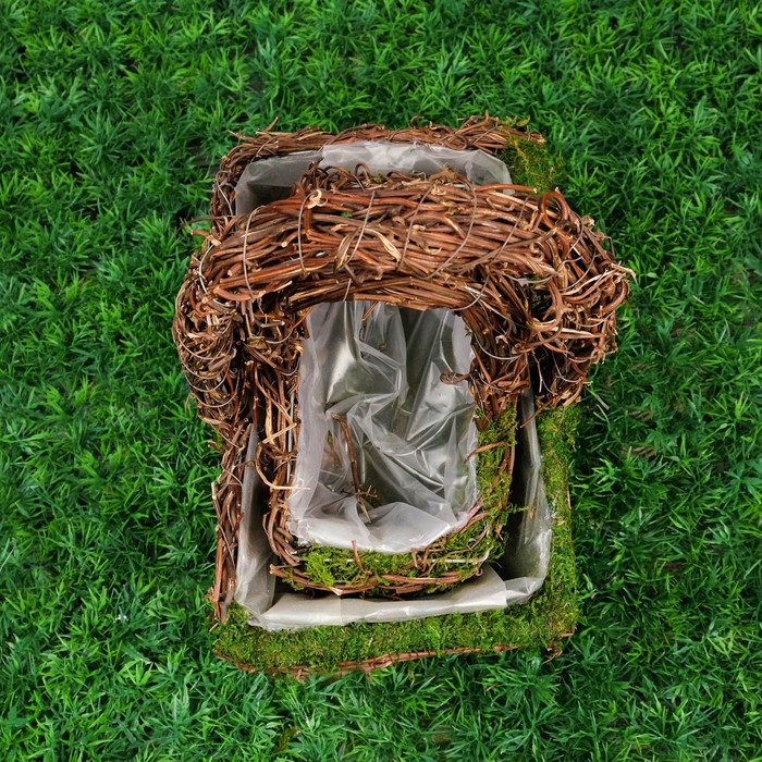 Набор корзин плетеных, 2 шт, с натуральным декором, 26 х 17 х 29 - 20 х 11 х 22 см