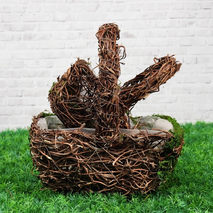 Набор корзин плетеных, 2 шт, с натуральным декором, 26 х 17 х 29 - 20 х 11 х 22 см