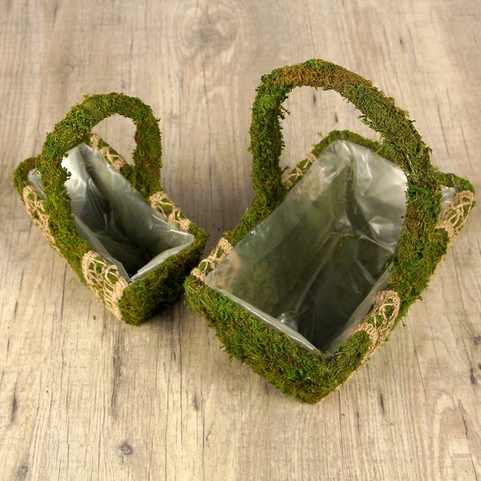 Набор корзин, 2 шт: с натуральным декором, 24х15х10/28см, 19х10х8/21 см