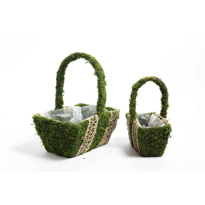 Набор корзин, 2 шт: с натуральным декором, 24х15х10/28см, 19х10х8/21 см