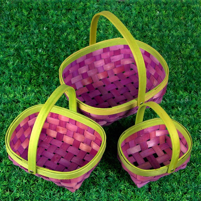 Набор корзин плетеных, 3 шт, овальные, 29 х 24.5 х 28.5 - 19 х 15 х 18.5 см