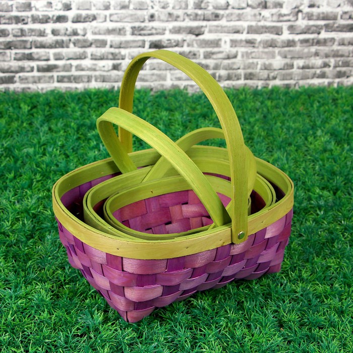 Набор корзин плетеных, 3 шт, овальные, 29 х 24.5 х 28.5 - 19 х 15 х 18.5 см