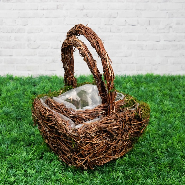 Набор корзин плетеных, 2 шт, с натуральным декором, 20 х 20 х 29 - 15 х 15 х 22 см