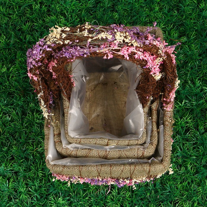 Набор корзин «Натурэль», 3 шт: 16х12х8/24 см, 19х14х10/27 см, 24х18х12/31 см