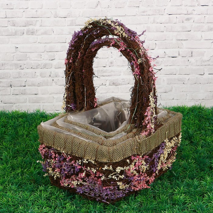 Набор корзин «Натурэль», 3 шт: 16х12х8/24 см, 19х14х10/27 см, 24х18х12/31 см