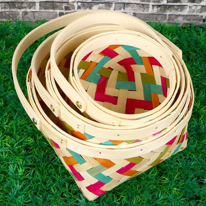 Набор корзин плетеных, 3 шт, овальные, 22 х 22 х 27.5 - 13.5 х 13.5 х 19 см