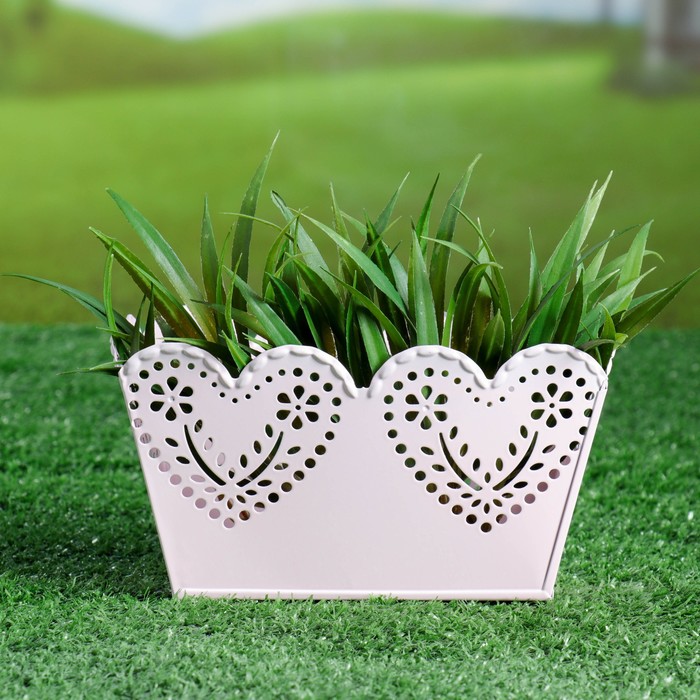 Горшок оцинкованный "Сердечки" цвет микс, прямоугольный 18*9*10 см