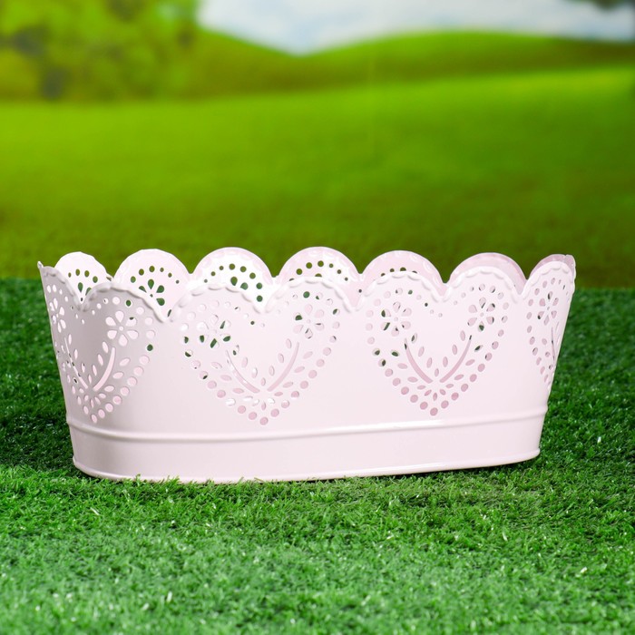 Горшок оцинкованный "Сердечки" цвет микс овальный 27*14*10 см