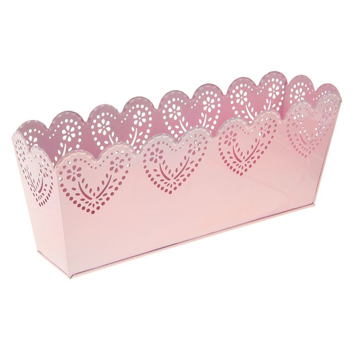 Горшок оцинкованный "Сердечки" цвет микс прямоугольный 36*11*14 см