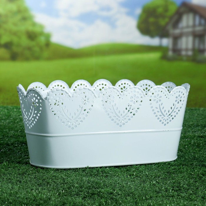 Горшок оцинкованный "Сердечки" цвет микс овальный 32*19*14 см