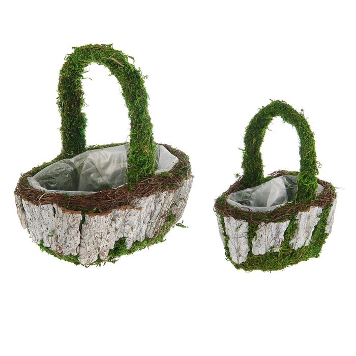 Набор корзин плетеных, 2 шт, с натуральным декором, 25 х 17 х 28 см