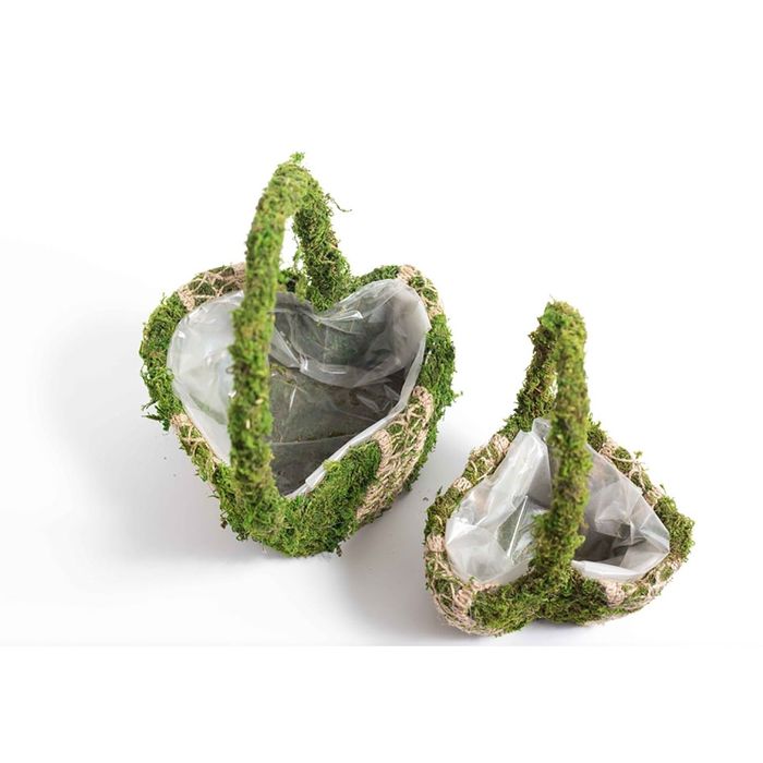 Набор корзин плетеных, 2 шт, с натуральным декором, 21 х 21 х 29 - 16 х 16 х 24 см