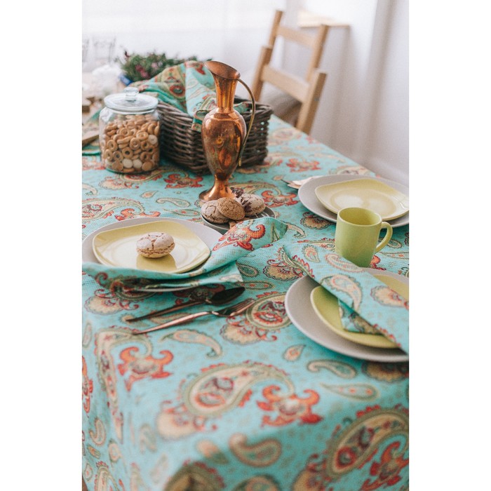 Скатерть "Доляна"  Индийский огурец145х144 см, 100% хлопок,вафельное полотно162 г/м2