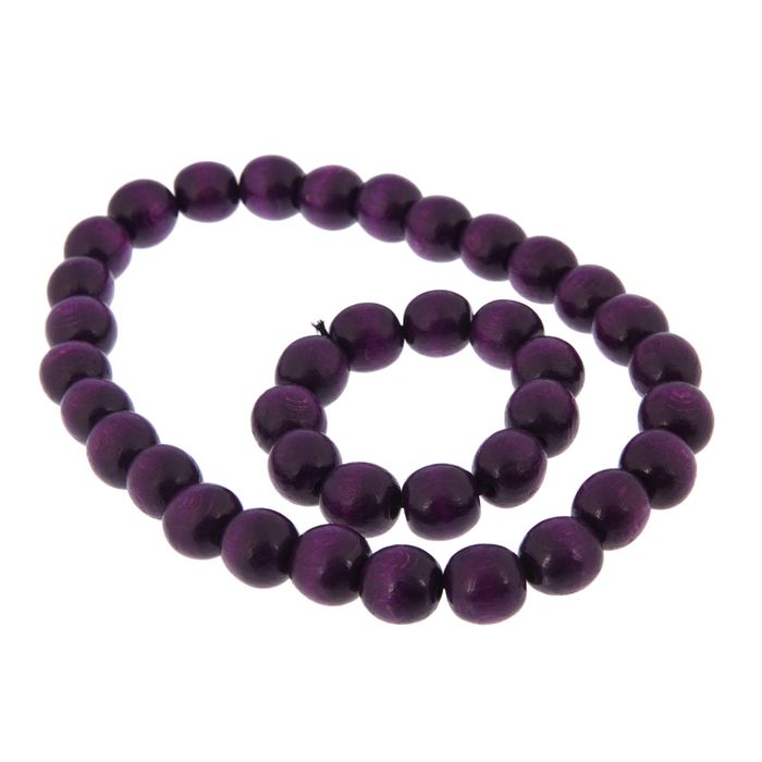 Бусы деревянные "Краса" с браслетом, сиреневые