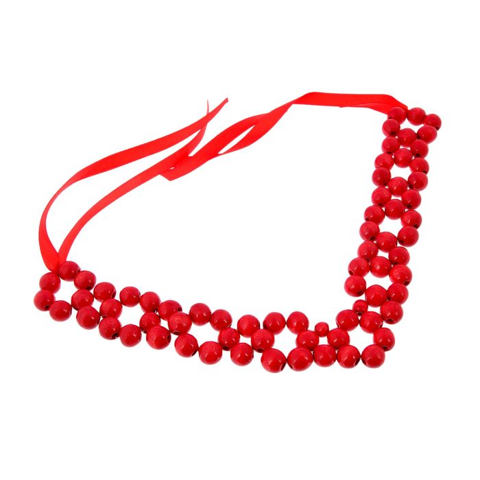 Бусы-колье деревянные "Сердечко", красные