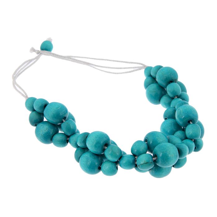 Бусы деревянные "Калина" ярко-бирюзовые