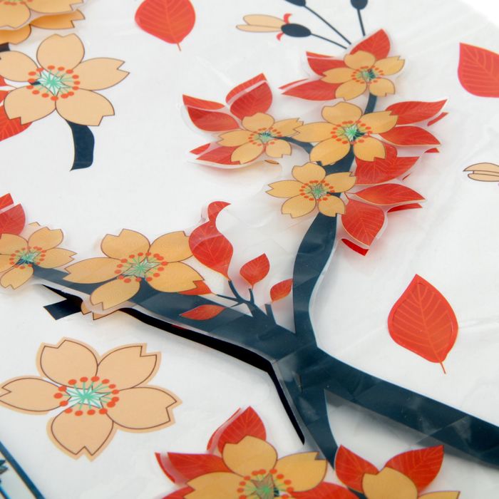 Наклейка интерьерная пластик "Бабочки/Птицы в клетке" МИКС 64х31,5 см