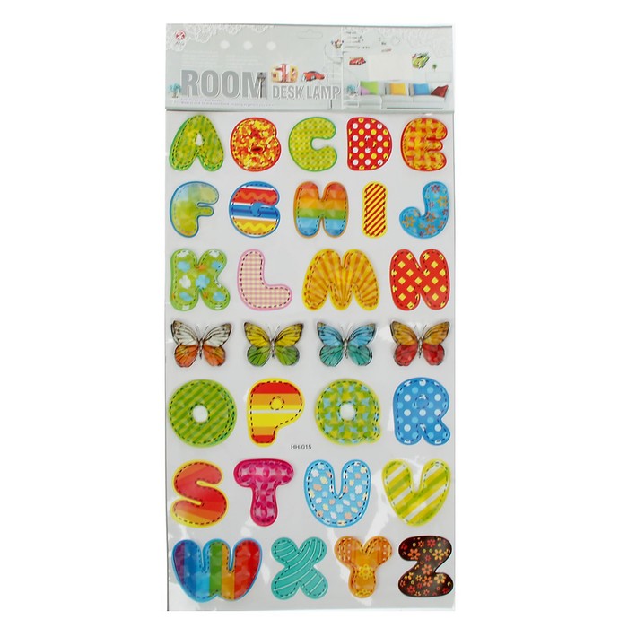 Наклейка интерьерная пластик "Цифры/Буквы" МИКС 64х31,5 см