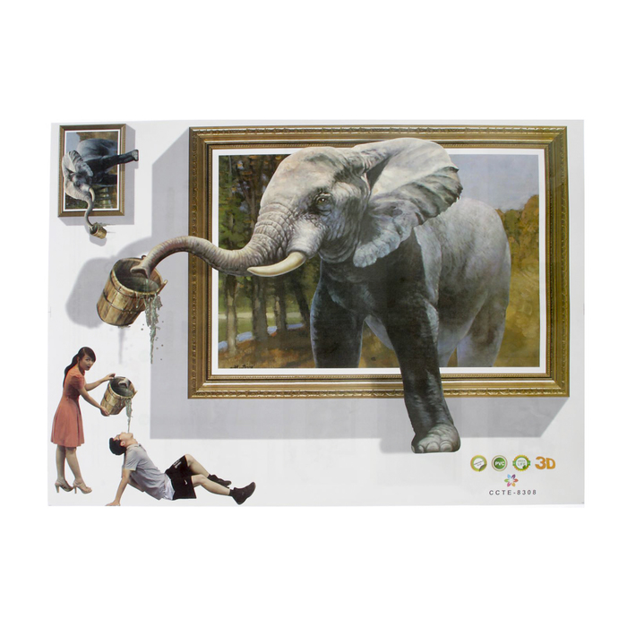 Наклейка интерьерная плоская "Жираф/Слон" МИКС 51х70 см