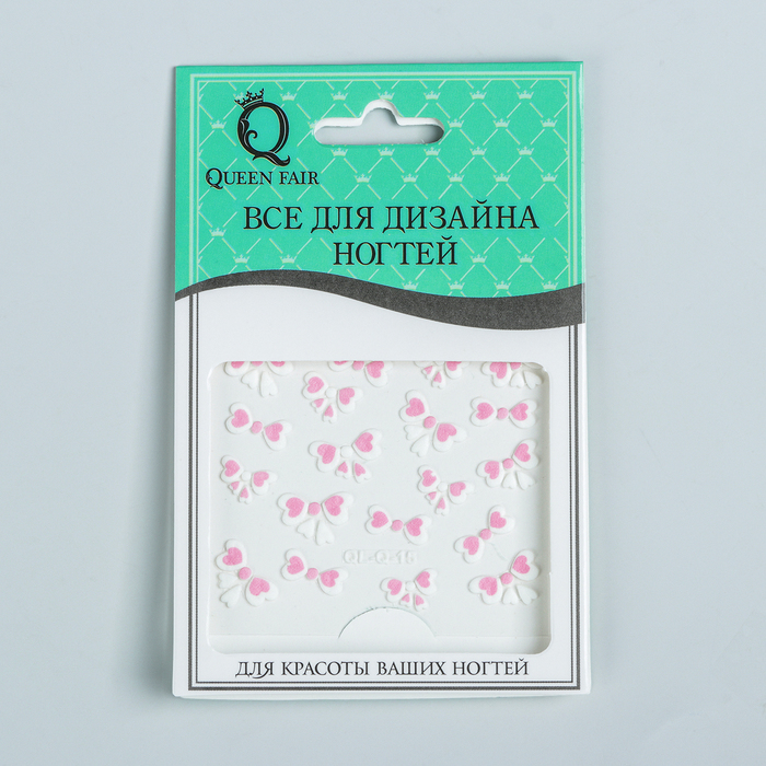 Наклейки для ногтей "Бант", цвет бело-розовый