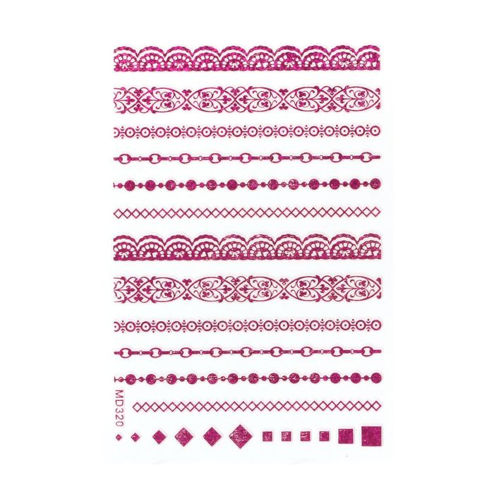 Наклейки для ногтей "Кружева", цвет розовый