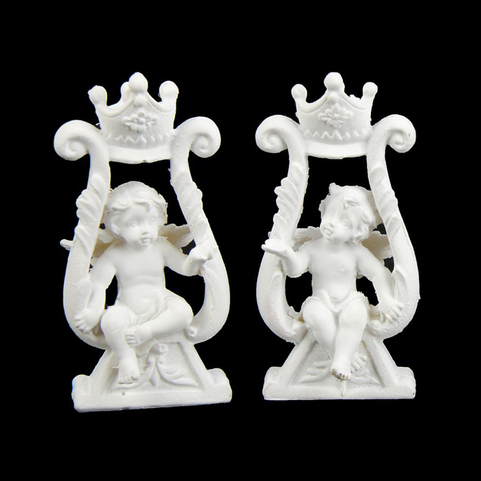 Сувенир полистоун "Ангелочек сидит на арфе с короной" МИКС 8х3х4,3 см