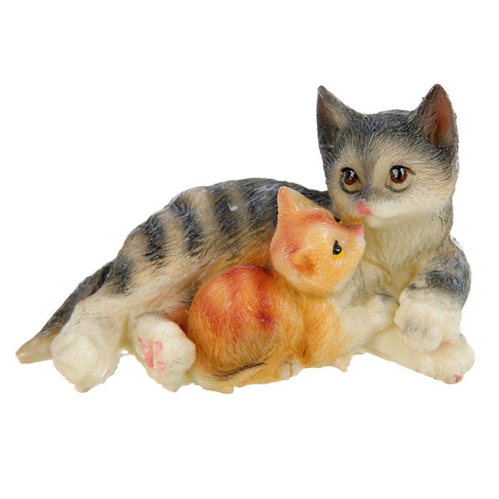 Сувенир полистоун "Кошка и котенок лежат" 5х10х5,5 см