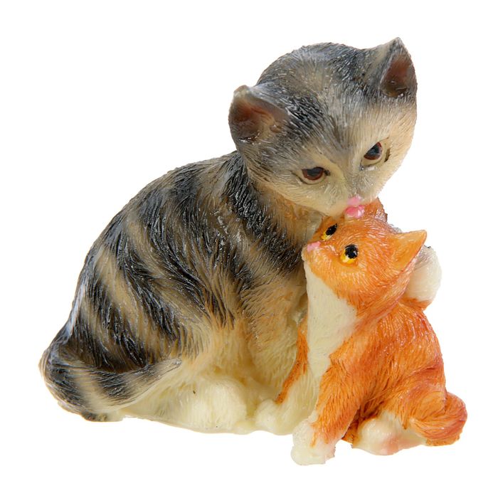 Сувенир полистоун "Кошка и котенок сидят" 7,5х7,5х4,5 см