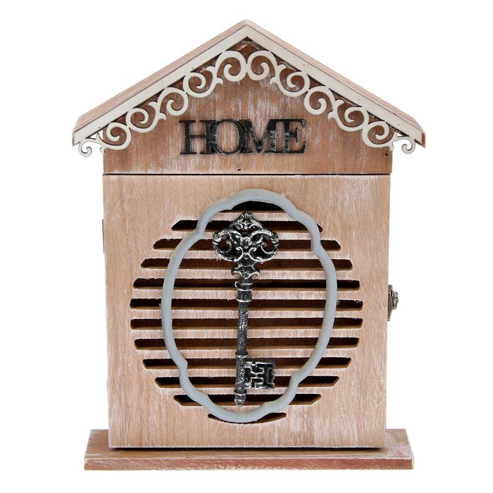 Ключница дерево 6 крючков "Ключ. Home" 30,5х22,5х6 см