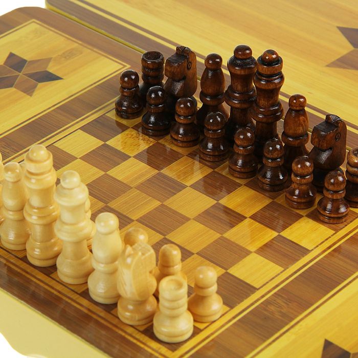 Набор игры 3в1, нарды, шахматы, шашки,дерево лак,поле 30х30см,30 фишек d-29мм, кубики 7х7мм