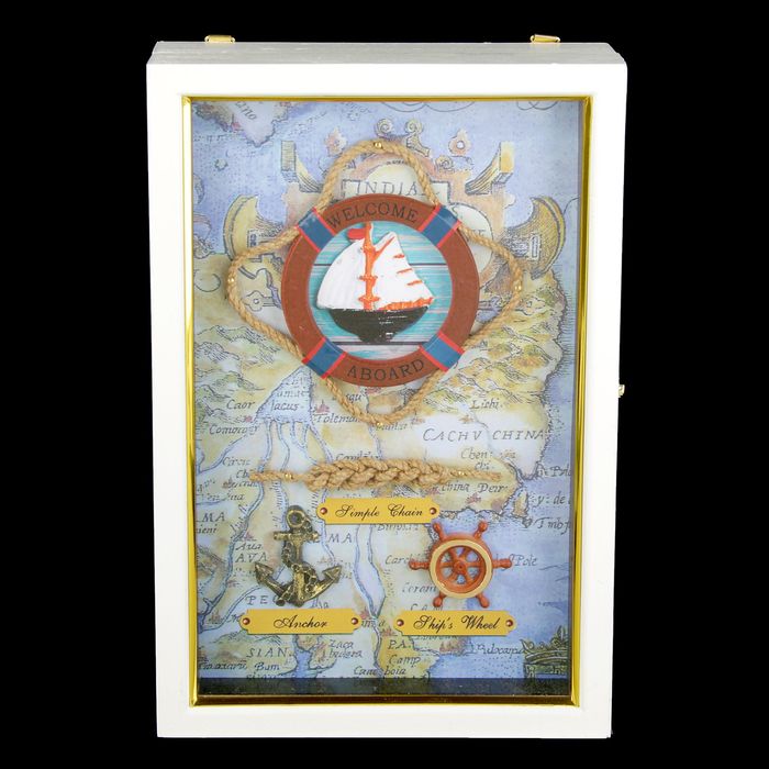 Ключница дерево 6 крючков "Спасательный круг" 30х20х6,5 см