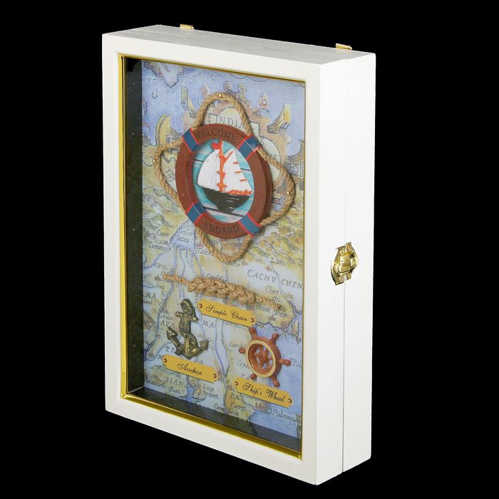 Ключница дерево 6 крючков "Спасательный круг" 30х20х6,5 см