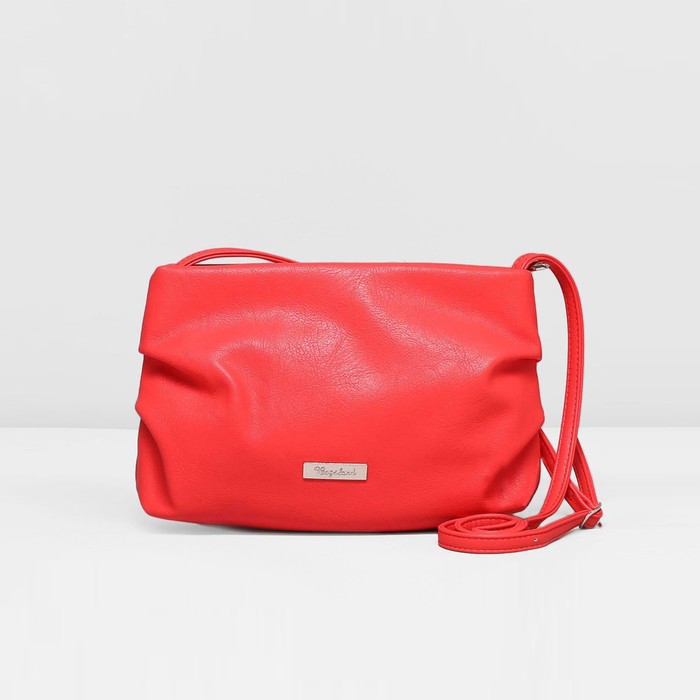 Сумка женская на молнии, 1 отдел, наружный карман, длинный ремень, цвет красный