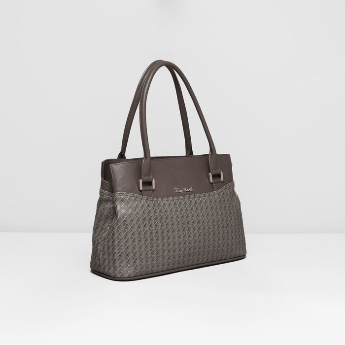 Сумка женская на молнии, 2 отдела, наружный карман, цвет серый