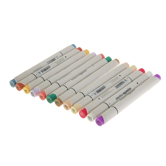 Маркер художественный набор StyleFile 12 цветов Brush (двухсторонний: кисть/скошенный) основные цвета C SFSBR12MC