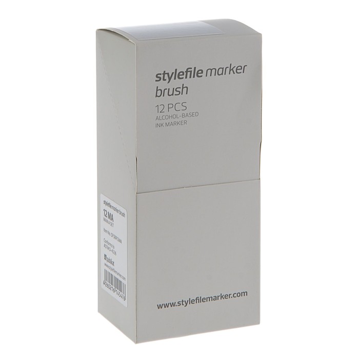 Маркер художественный набор StyleFile 12 цветов Brush (двухсторонний: кисть/скошенный) основные цвета A SFSBR12MA