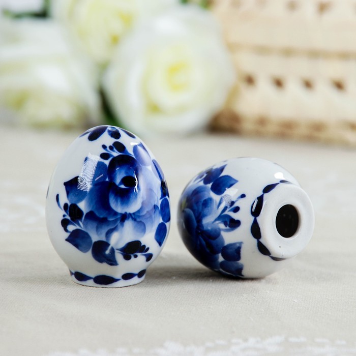 Набор для специй «Корзинка с яйцами», гжель