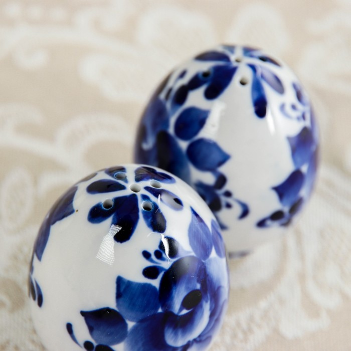 Набор для специй «Корзинка с яйцами», гжель