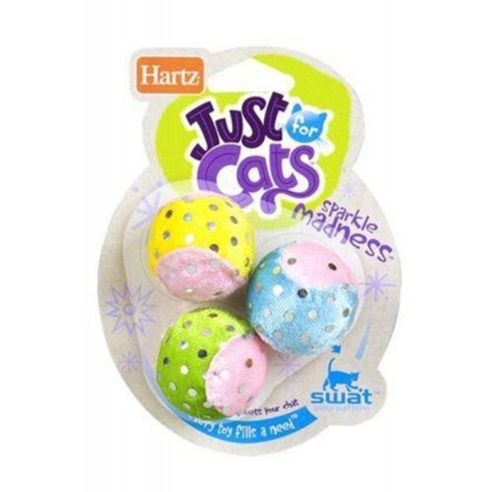 Игрушка для кошек Hartz - три мячика, мягкая, микс