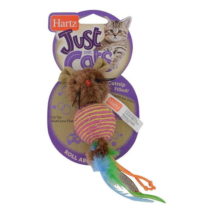 Игрушка для кошек Hartz - плетеная круглая мышка, микс