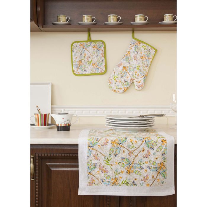 Набор кухонный: прихватка 20х20 см, варежка-прихватка 18х33 см, полотенце 38х64 см