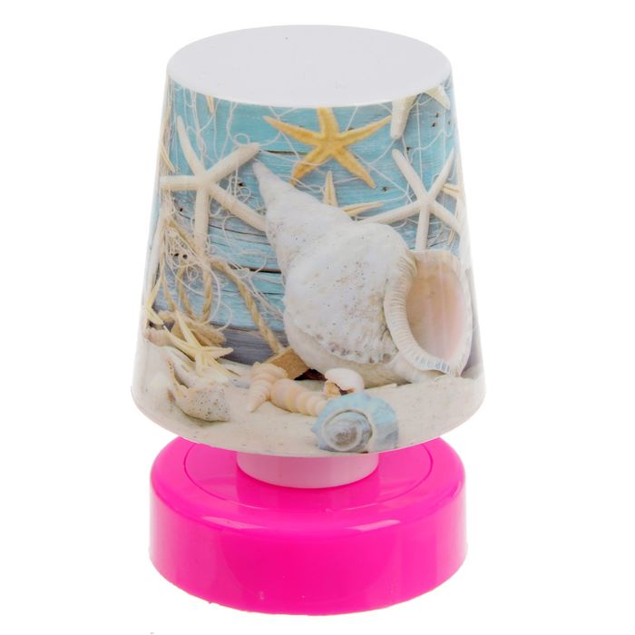 Ночник пластик LED 1 диод "Морские ракушки" от батареек 11х7,5х7,5 см