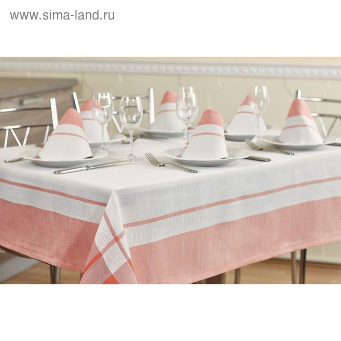Набор кухонный Duet: скатерть 160 × 220 см, салфетки 40 × 40 см- 6 шт, белый/розовый