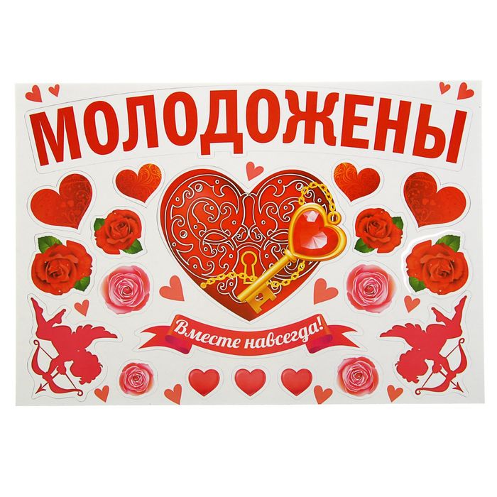 Набор магнитов на авто "Молодожены"