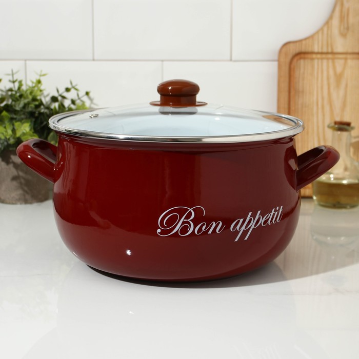 Кастрюля 5,7 л "Бордо", стеклянная крышка