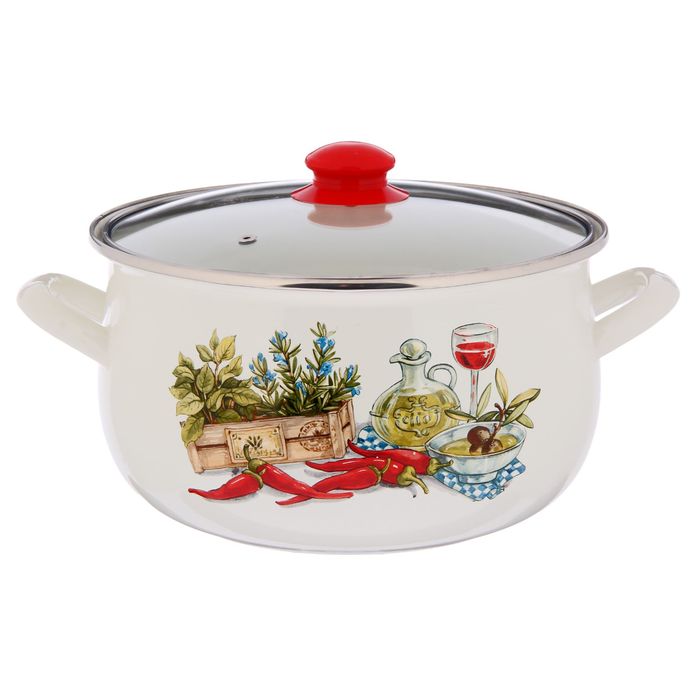 Кастрюля 5,7 л "Гурман", стеклянная крышка