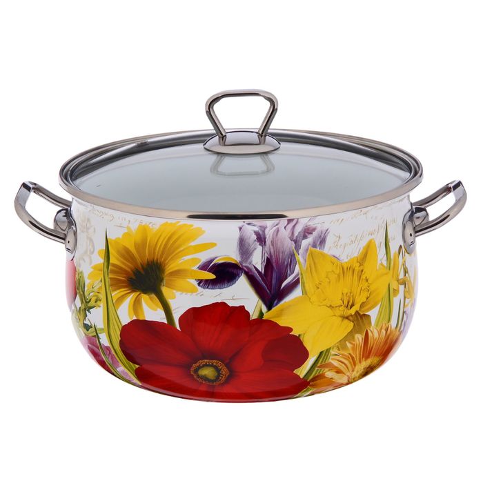 Кастрюля 5,1 л "Настроение" стекл.крышка