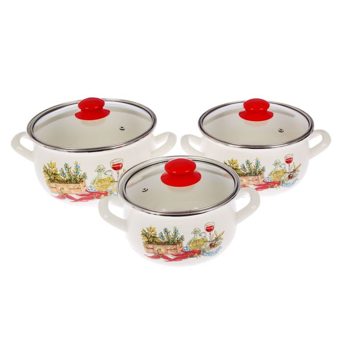 Набор кастрюль "Гурман", 3 предмета: 2,1 л, 3,1 л, 4 л