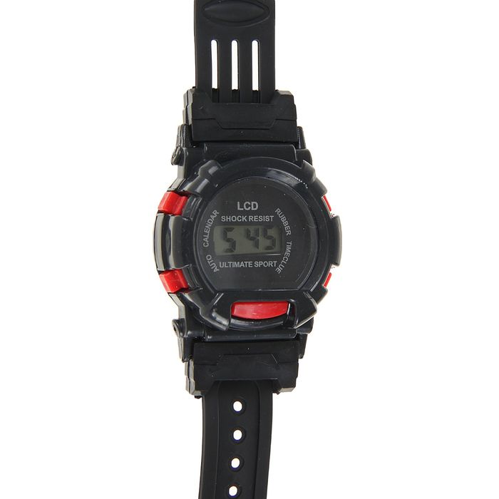 Часы наручные черные с красными вставками 24см