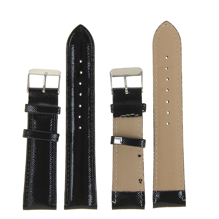 Ремешок для часов, 20 мм, 19 см, чёрный с блестками